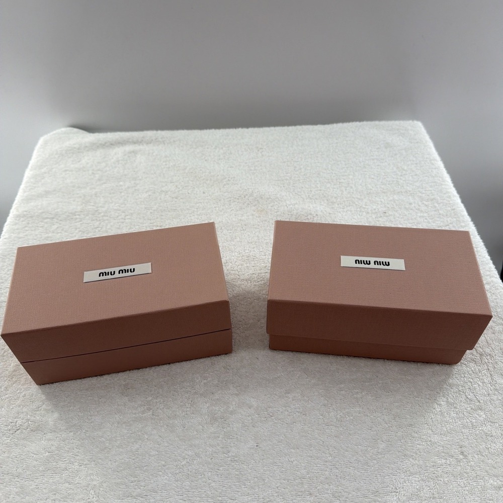 Set Of 2 Authenic Miu Miu Small Empty Gift Storage Box Measures 7"x3.75"x3.5"